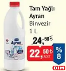 BİNVEZİR TAM YAĞLI AYRAN 1 L